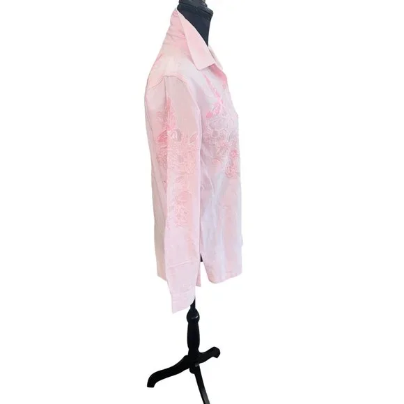 VTG Western Quacker Factory Pink Cut Out Sequin Shirt Butterfly Coastal Cowgirl - Picture 5 of 10